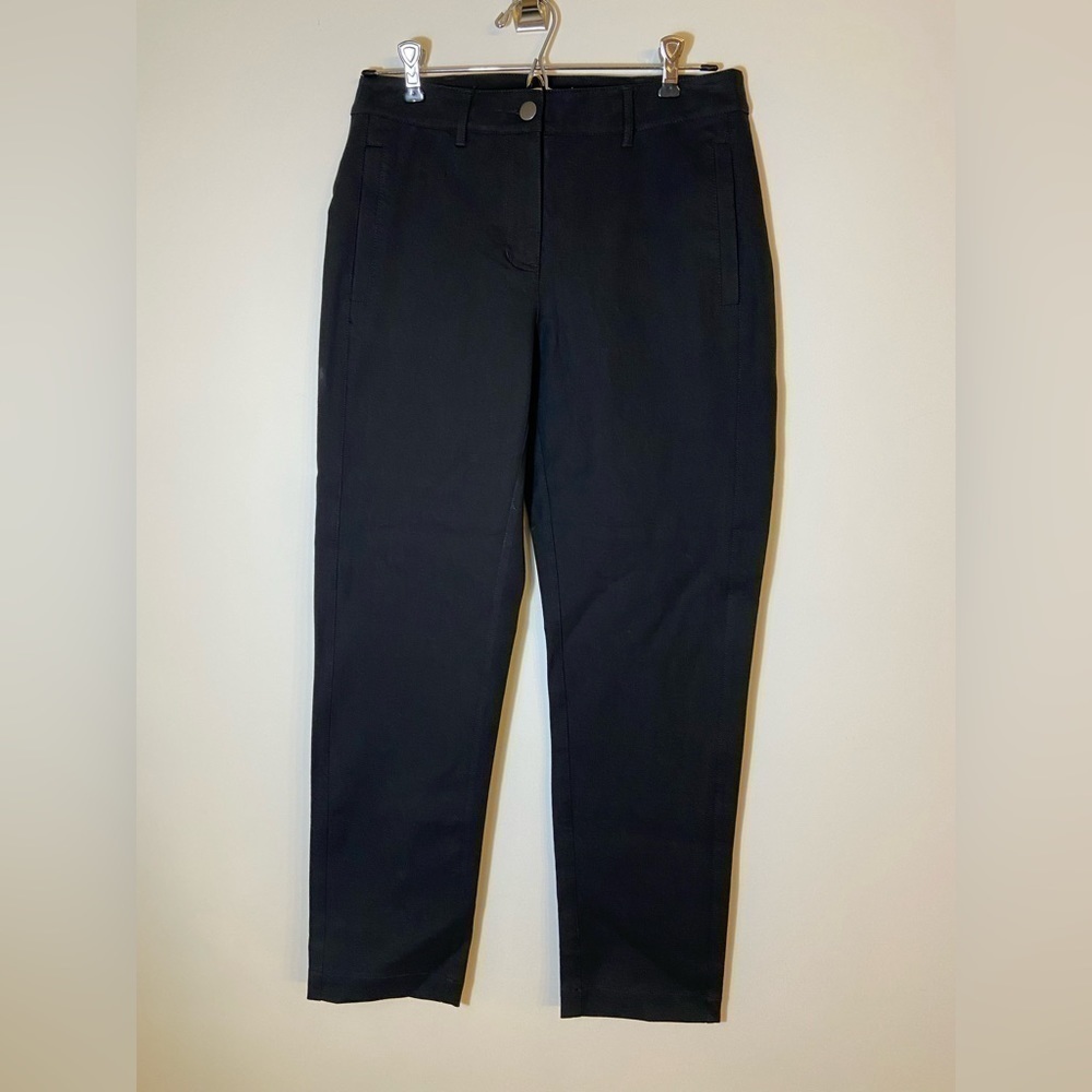 Eileen Fisher Organic Cotton Black Straight Leg Pants-Size XS